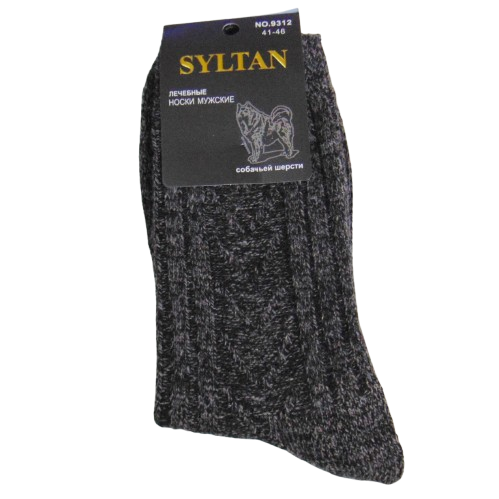 Лікувальні шкарпетки із собачої вовни Syltan 9312 41-46 темно-сірі, фото 1