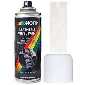Фарба спрей для шкіри біла напівматова Motip White Semi Gloss Leather Paint RAL 9010M 200мл