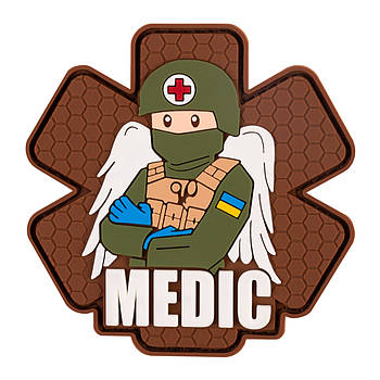 Нашивка Brand Element (PVC)  "Військовий медик" койот