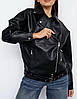 Байкерська куртка зі штучної шкіри, фото 4