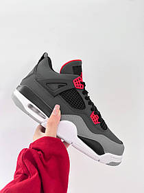 Кросівки Nike Air Jordan Retro 4 Infrared Gray Black / Найк Аїр Джордан 4 Інфраред Сірі з Чорним