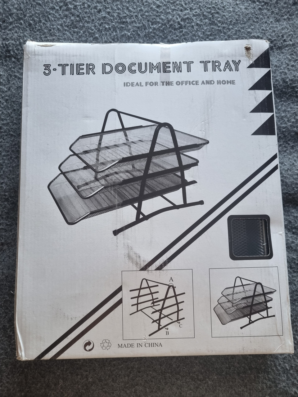 Лоток для паперу горизонтальний BJ-2003 (3 секції металева сітка) срібний