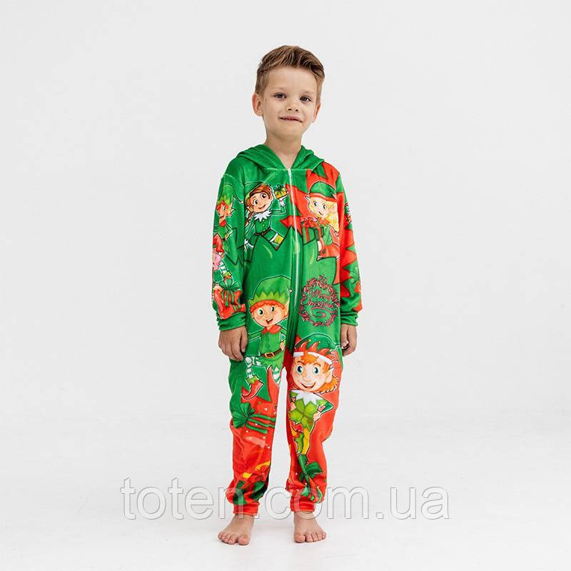 Кігурумі дитячий піжама плюшевий велюр Різдвяні Ельфи на зріст 104 см, фото 1
