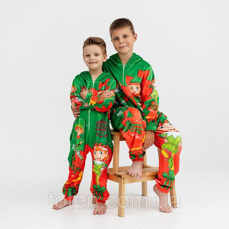 Кігурумі дитячий піжама плюшевий велюр Різдвяні Ельфи на зріст 116 см, фото 1