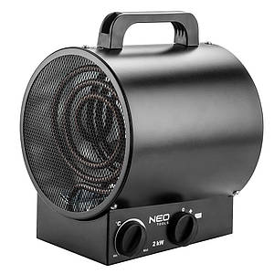 Теплова гармата електрична Neo Tools 2кВт 50м кв 253м куб/год нагрів. елемент - нерж. сталь чорний