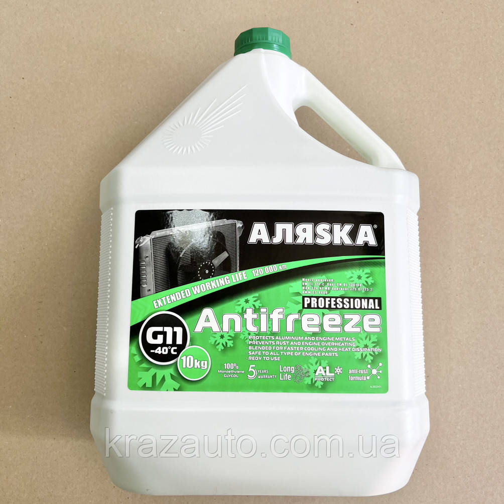 Антифриз АЛЯSКА ANTIFREEZE-40 (зелений) Каністра10л/9,83кг. 5523, фото 1