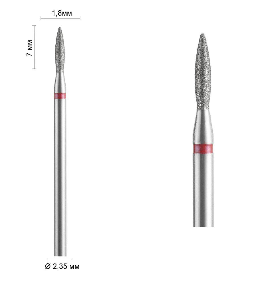 Фреза алмазна Ø 1.8 мм 243 полум'я, червона насічка 514-018 DLX, фото 1