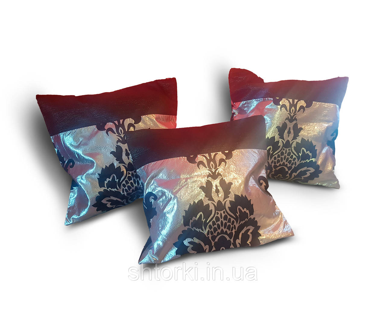 Комплект декоративних подушок Firanka Damask 40х40см 3шт срібло з чорним (п_0046)