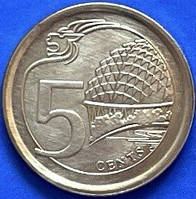 Монета Сінгапуру 5 центів 2013 р.