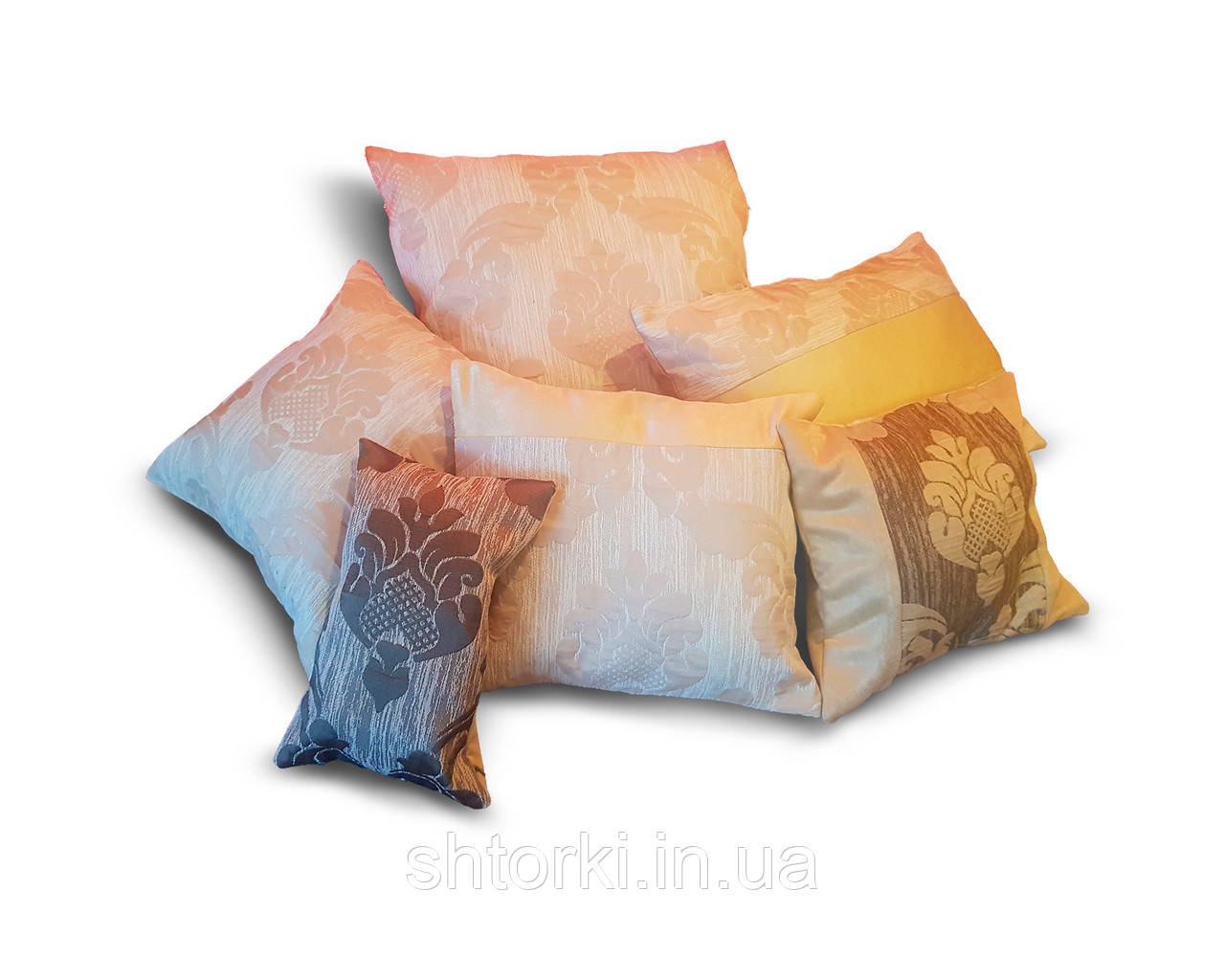 Комплект подушок Damask 6шт молочні з коричневим (п_0047)