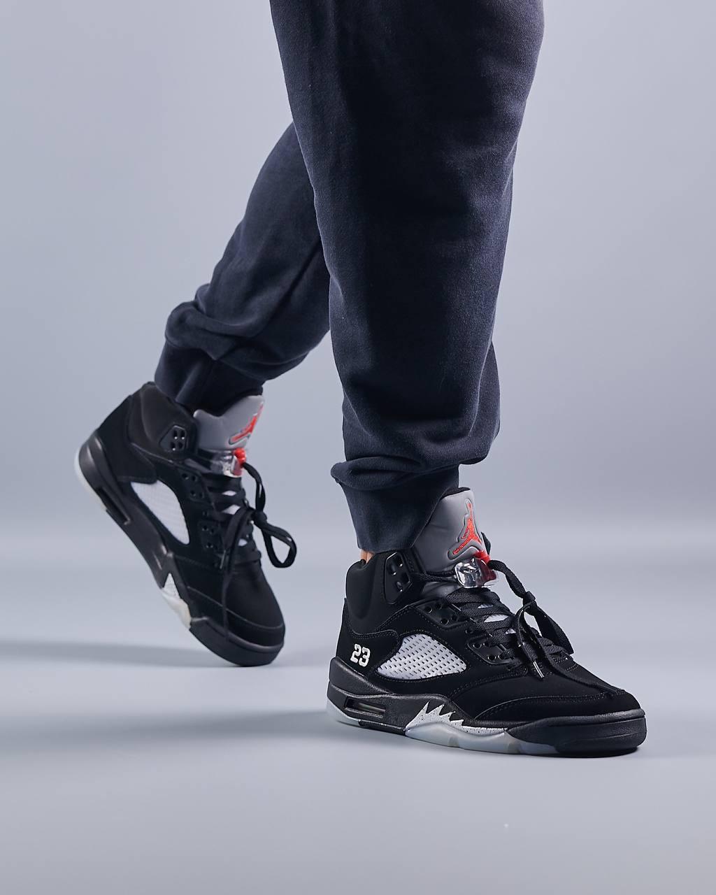 Чоловічі нубукові кросівки Nike Air Jordan 5 Retro Black Reflective, кеди Найк Джордан нубук. Чоловіче взуття