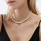 Кольє з натуральних річкових перлин, перлинне намисто - срібло 925 проби EGYPT SILVER