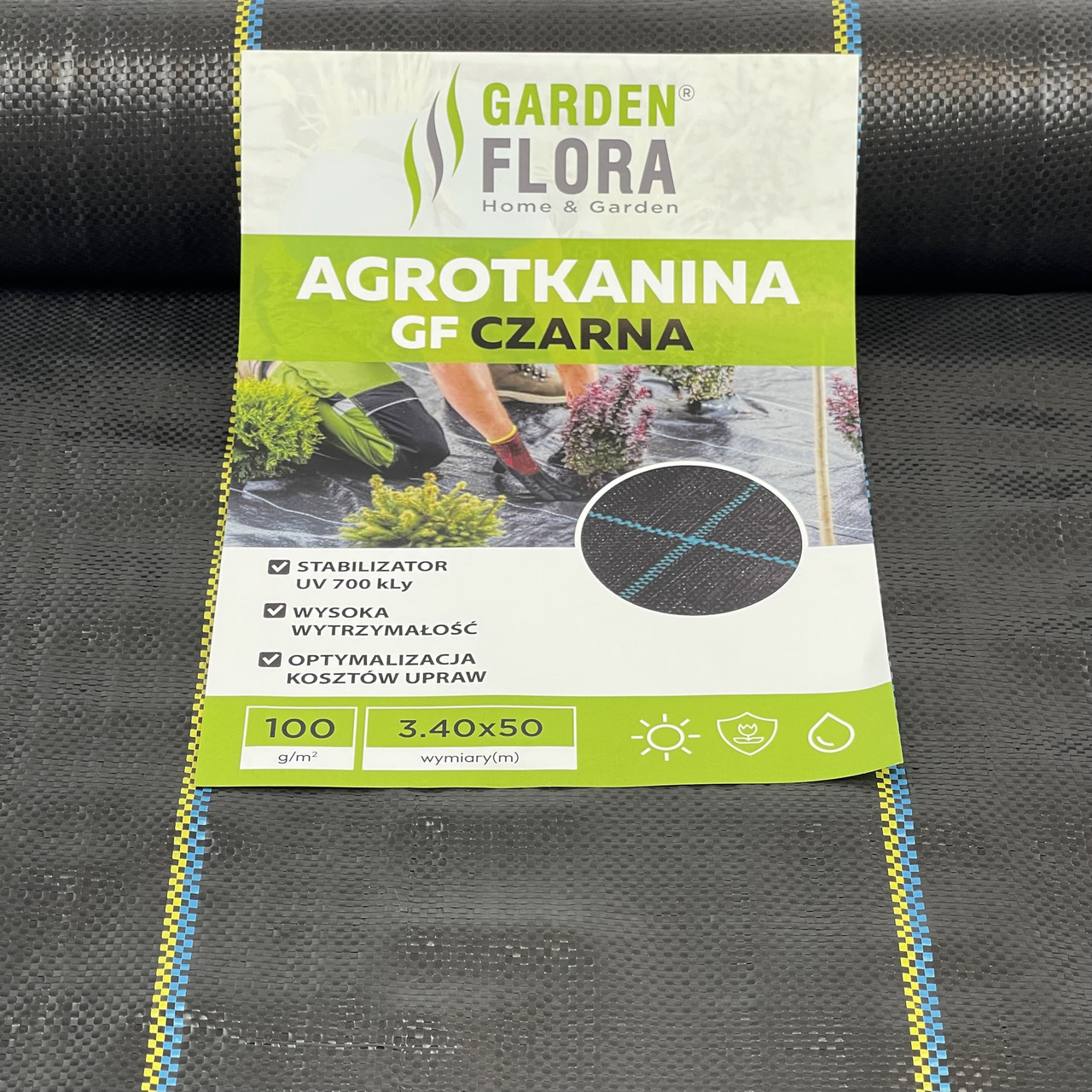 Агротканина Garden Flora 100 г/м² 3.40 х 50 м Чорна Садова агротканина для троянд Агротекстиль для полуниці