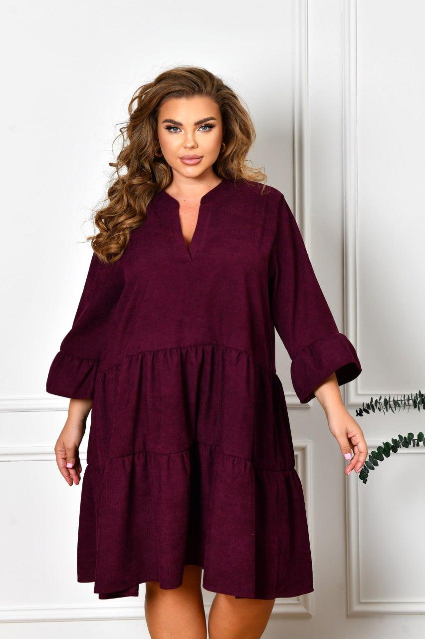 Стильна повсякденна сукня із мікровельвету у великому розмірі Розміри: 48-50, 52-54, 56-58, 60-62, 64-66