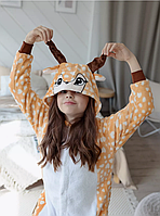 Детский кигуруми олененок, пижама кегуруми Бемби для девочки и мальчика размер 120,130