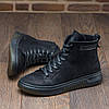 Чоловічі зимові шкіряні черевики на блискавці (натуральний нубук) чорні на хутрі для чоловіків на зиму, розмір 40 41 42 43 44 45, фото 3