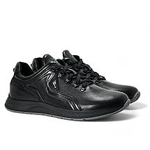 Чоловічі осінні кросівки Clubshoes чорні шкіряні зі шнурівкою осінь/весна демі 19/41, фото 4