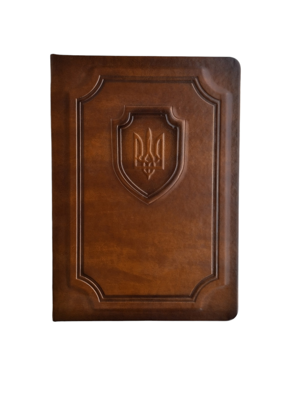 Папка ділова "Герб України" коричнева А4, 2-рівнева, обкладинка штучна шкіра, фото 1