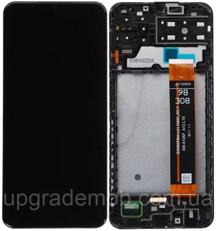 Дисплей модуль тачскрин Samsung A135 Galaxy A13 4G / M135 чорний з рамкою SM-A135F BS066FBM-L01-D800_R5.7