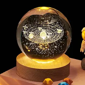 Декоративна 3D-сушарка нічник лампа кришталева Сонячна система Led світильник USB з підсвіткою SV227