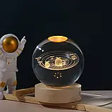 Декоративна 3D-сушарка нічник лампа кришталева Сонячна система Led світильник USB з підсвіткою SV227, фото 7