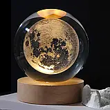 Декоративна нічник 3D кришталева куля "Планета Земля" з led-підсвіткою SV227, фото 3