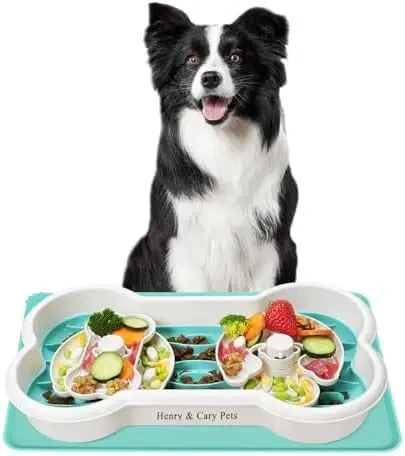 Миска для годування собак у формі кісточки та із силіконовим килимком Henry&Cary SV227, фото 1