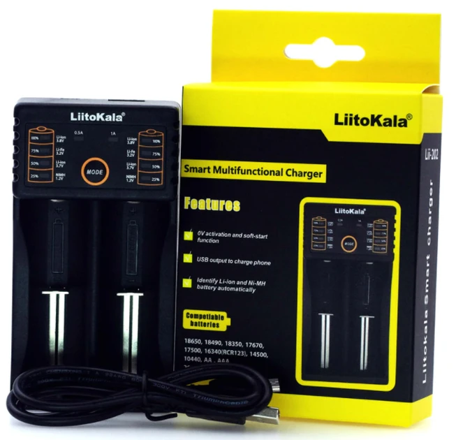 Універсальний зарядний пристрій павербанк LiitoKala Lii-202 PowerBank для всіх акумуляторів YU227