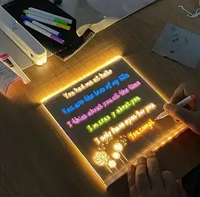 Дошка-нічник світлодіодна 3D DIY Lamp від USB акрилова для малювання з фломастерами YU227, фото 4