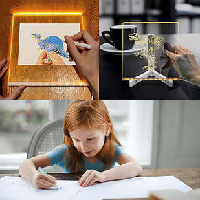 Дошка-нічник світлодіодна 3D DIY Lamp від USB акрилова для малювання з фломастерами YU227, фото 5