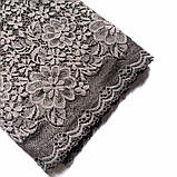 Стрейчеве (еластичне) мереживо коричневого кольору шириною 23 см., фото 5