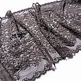 Стрейчеве (еластичне) мереживо коричневого кольору шириною 23 см., фото 4