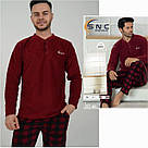 Чоловіча ФЛІСОВА піжама домашній костюм штани+кофта ТУРЦІЯ БОРДОВИЙ, фото 3