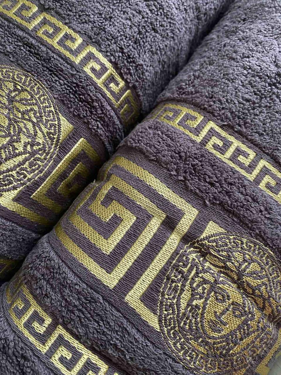 Подарунковий набір махрових рушників MOZ 2в1 темно сірий, фото 1