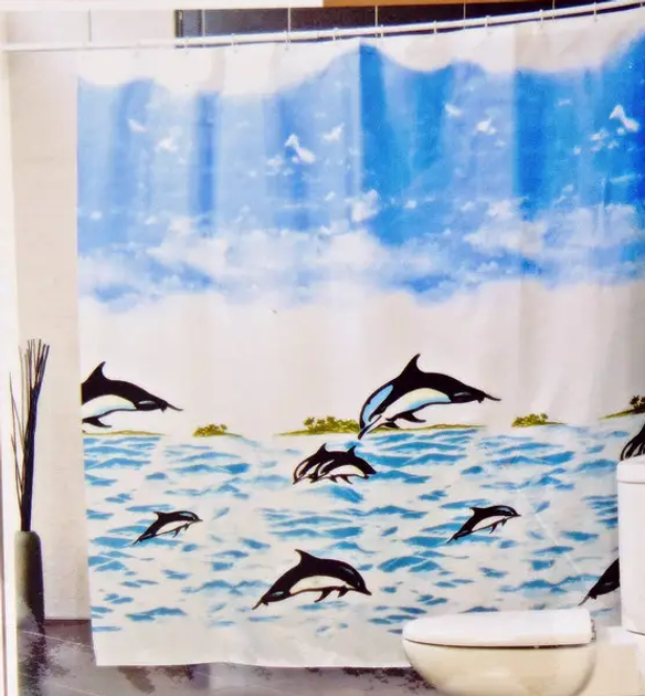 Штора для ванної кімнати MIRANDA black dolphin
