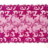 Ажурне мереживо вишивка на сітці: рожева нитка по рожевій сітці, ширина 21 см, фото 3