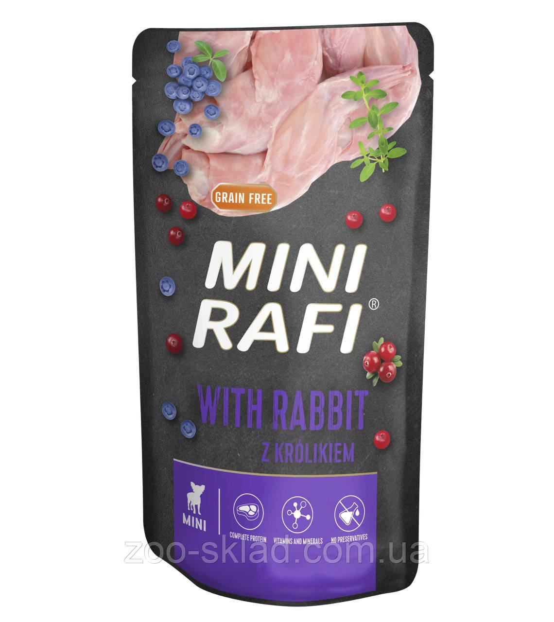 Dolina Noteci Rafi DOG Pouch Mini Adult with Rabbit вологий корм для собак малих порід з кроликом 150г