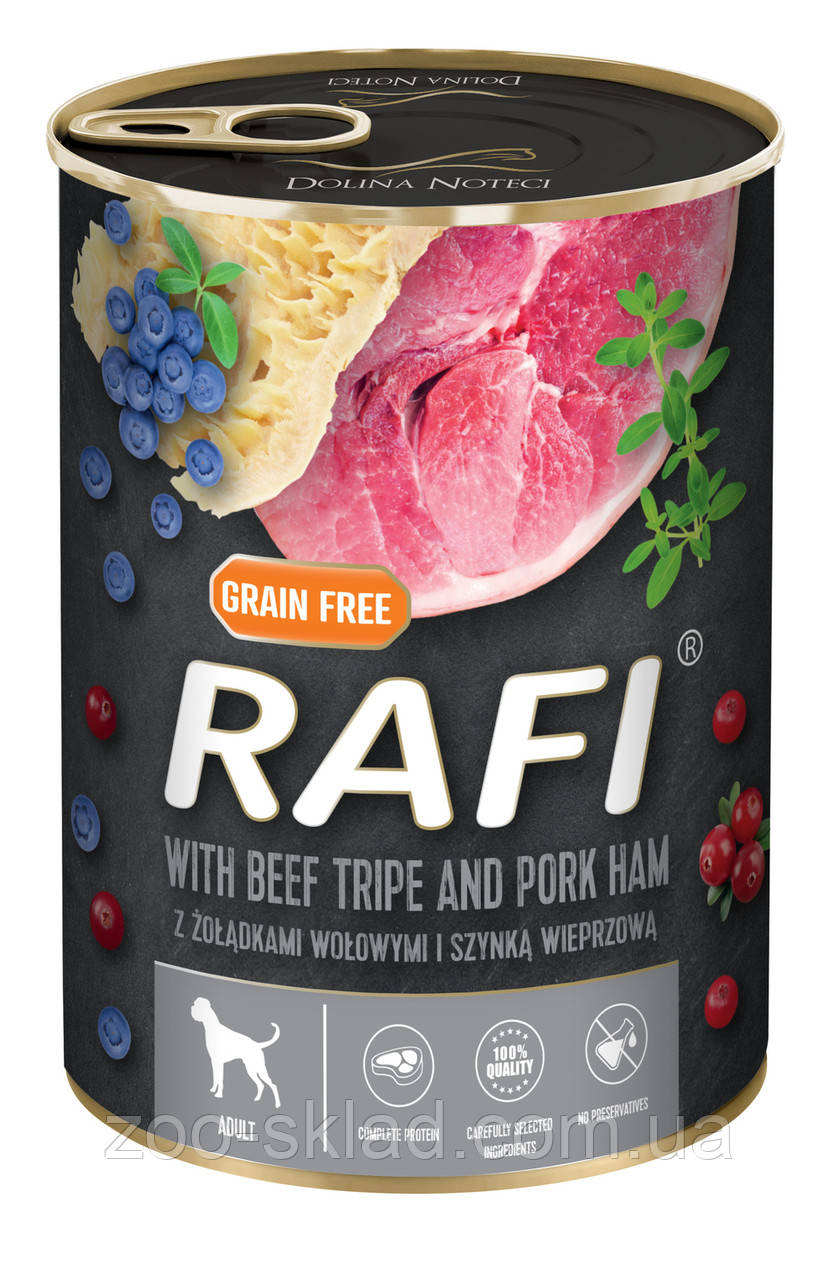 Dolina Noteci Rafi DOG Can Beef tripe & Pork ham консерва для собак з яловичина та шинка 800г