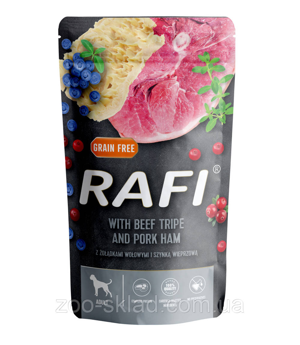 Dolina Noteci Rafi DOG Pouch Adult with Beef & Pork вологий корм для собак, яловичина та шинка 500г