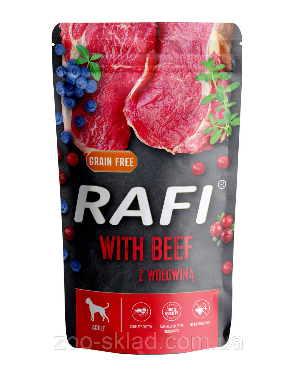 Dolina Noteci Rafi DOG Pouch Adult with Beef вологий корм для собак з яловичиною 500г