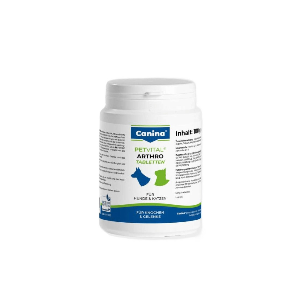 Вітаміни Canina Petvital Arthro-Tabl. для собак та котів для проблемних суглобів 180г (180 табл)