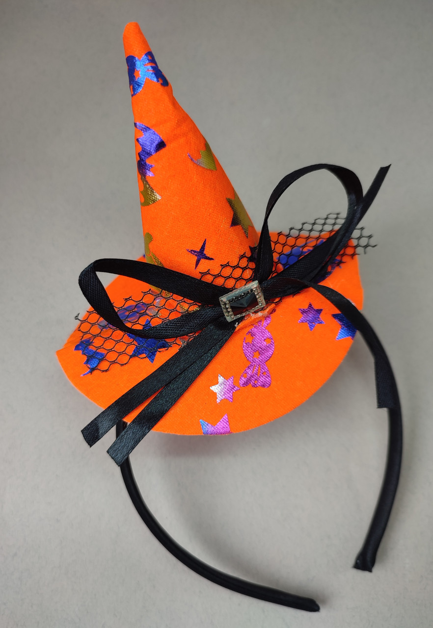 Капелюшок на обручі до свята Хеллоуїн Хелловін Ободок Halloween Шляпа Шляпка Помаранчева Оранжевая
