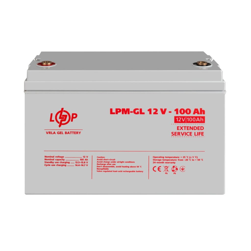 Гелевий акумулятор LogicPower LPM-GL 12V - 100 Ah для ДБЖ, фото 1