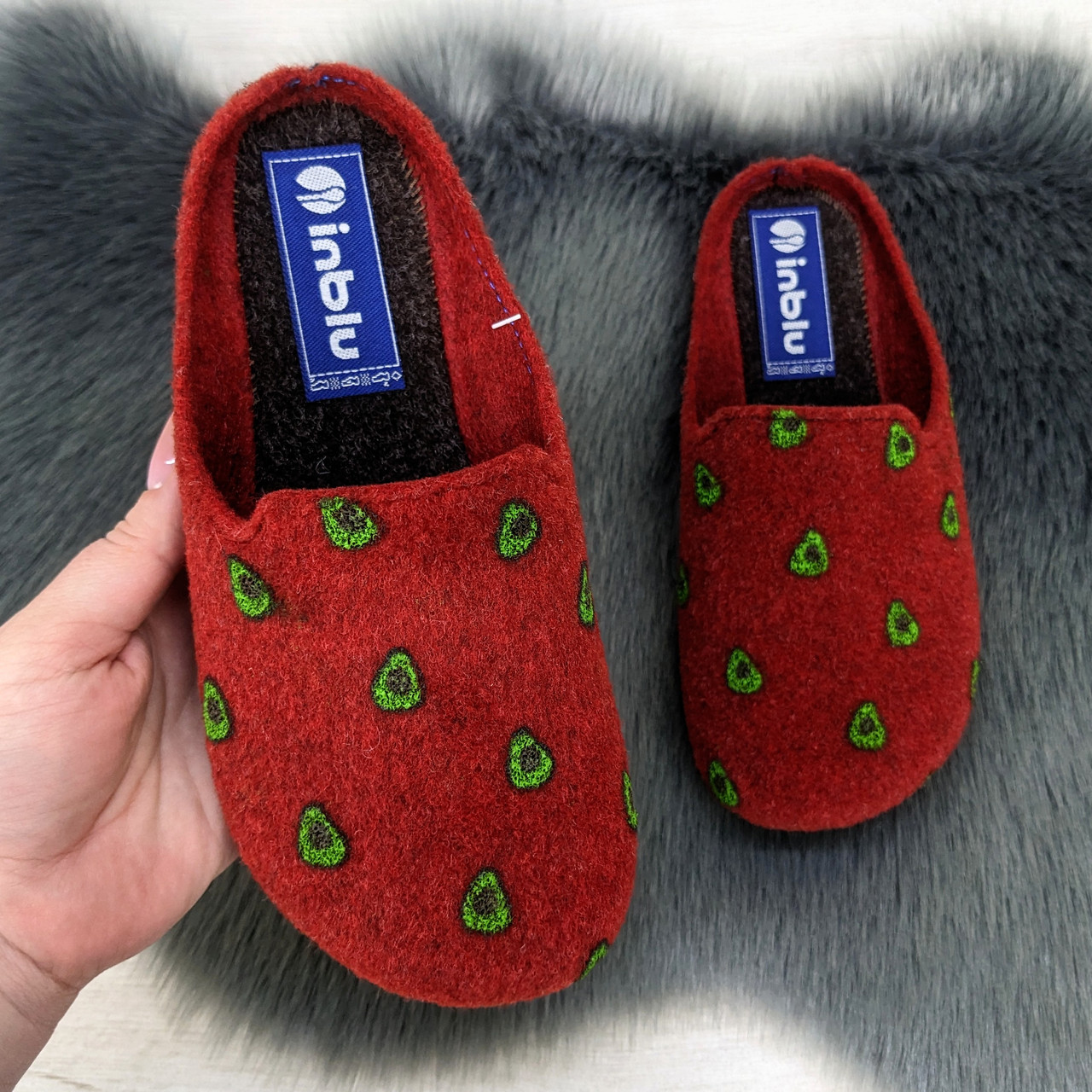 Капці домашні жіночі Inblu червоні фетрові 4601, фото 1