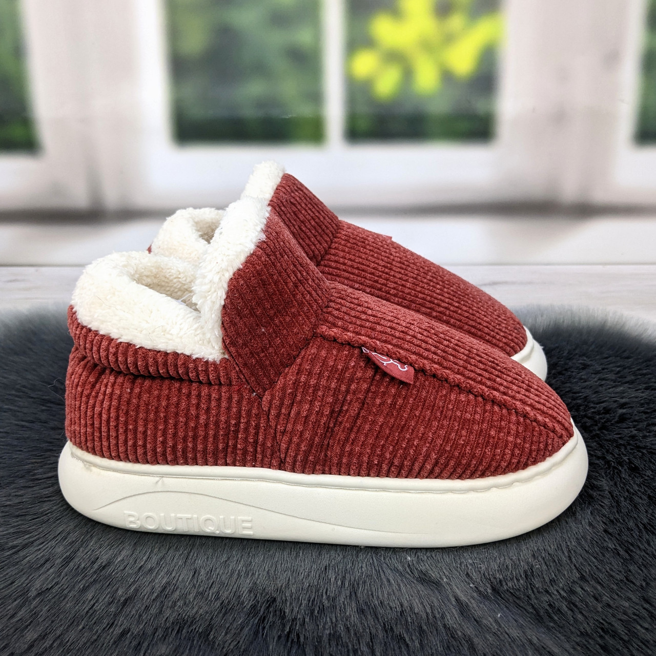 Тапочки чуні жіночі високі теракотового кольору на хутрі 4274_2, фото 1