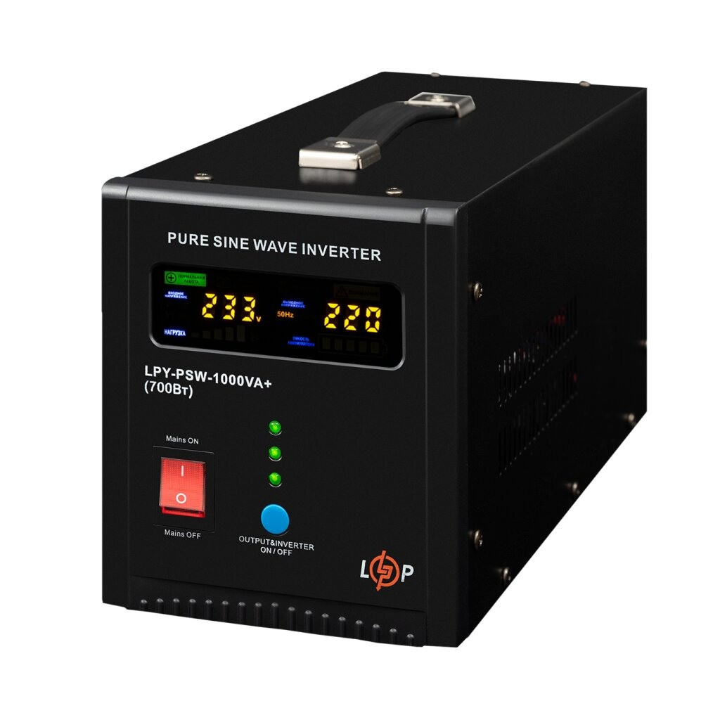 Джерело безперебійного живлення LogicPower 12V LPY-PSW-1000VA+ (700Вт) 10A/20A з правильною синусоїдою