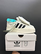 Жіночі кросівки Adidas Campus Bad Bunny White Black Взуття Адідас Кампус рожеві натуральна замша демісезон, фото 4