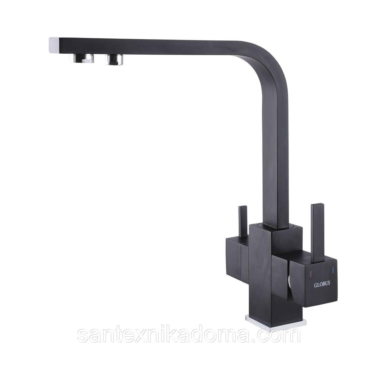 Змішувач для кухні під осмос Globus Lux LAZER GLLR-0111-10- BB латунь чорний матовий, фото 1