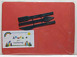 Дошка для пластиліну і три стеки / дошка для ліплення / дощечка для пластиліну /  А4 253×183 мм / ЧЕРВОНА