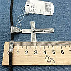 Чоловічий комплект шовковий шнурок із срібними вставками та православний хрест 925 проба, фото 7